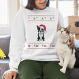 Boston Terrier Wearing Santa Hat Ugly Xmas Dog Lovers Women Crewneck Sweatshirt, gift for family, gift for coworker