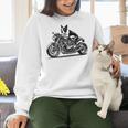 Cool Boston Terrier Riding a Motorcycle Biker Dog Lover For Men Women Kids Women Crewneck Sweatshirt, Boston Terrier Riding Sweatshirts, gift for family, gift for coworker