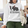 Cute Boston Terrier Boston Mama Women Crewneck Sweatshirt, gift for family, gift for coworker