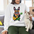 Hawaiian Boston Terrier & Pineapple Ukulele Summer Vacation Women Crewneck Sweatshirt, gift for family, gift for coworker