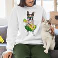 Hawaiian Boston Terrier Dog Pineapple Ukulele Summer For Men Women Girls Kids Women Crewneck Sweatshirt, gift for family, gift for coworker