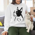 I Love My Boston Terrier Dog With Heart Women Crewneck Sweatshirt, gift for family, gift for coworker