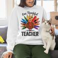 One Thankful Teacher Thanksgiving TurkeyCute Pencil Women Crewneck Sweatshirt, gift for family, gift for coworker