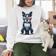 USA Flag Boston Terrier Best Dog Mom Ever 2025 Women Crewneck Sweatshirt, Boston Terrier Mom Sweatshirts, gift for family, gift for coworker