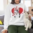 Valentine's Day Boston Terrier Heart Women Crewneck Sweatshirt, gift for family, gift for coworker