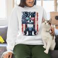 Vintage Boston Terrier Dog American US USA Flag Pets Dogs Women Crewneck Sweatshirt, American Boston Terrier Sweatshirts, gift for family, gift for coworker
