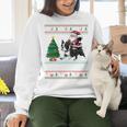 Xmas Tree Lighting Santa Riding Boston Terrier Christmas Women Crewneck Sweatshirt, Boston Terrier Riding Sweatshirts, Boston Terrier Christmas Sweatshirts, gift for family, gift for coworker
