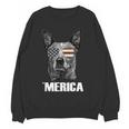 4th July Blue Heeler Dog Merica Patriotic USA Flag Cute Women Crewneck Sweatshirt, novelty gifts, funny gifts