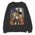 Aesthetic Halloween Boston Terrier Dog Witch Pumpkin For Men Women Kids Women Crewneck Sweatshirt, novelty gifts, funny gifts