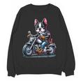 Biker Boston Terrier Dog Riding Motorbike Women Crewneck Sweatshirt, novelty gifts, funny gifts