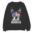 Boston Terrier 4th Of July Merica Men Women USA Flag Vintage Women Crewneck Sweatshirt, novelty gifts, funny gifts