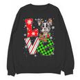 Boston Terrier Christmas Tree Lights Santa Dog Xmas For Men Women Kids Women Crewneck Sweatshirt, novelty gifts, funny gifts
