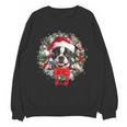 Boston Terrier Christmas Wreath Decoration Xmas Pajamas Women Crewneck Sweatshirt, novelty gifts, funny gifts