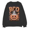 Boston Terrier Costume On Pumpkin Halloween Boston Terrier Women Crewneck Sweatshirt, novelty gifts, funny gifts