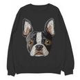 Boston Terrier Cute Puppy Face Dog Lover Pet Owner Women Crewneck Sweatshirt, novelty gifts, funny gifts