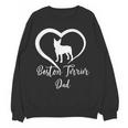 Boston Terrier Dad Cute Boston Terrier Silhouette Heart Women Crewneck Sweatshirt, novelty gifts, funny gifts