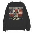 Boston Terrier Dad Dog Lovers American Flag 4th Of July For Women Men Women Crewneck Sweatshirt, novelty gifts, funny gifts