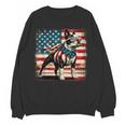 Boston Terrier Dog 4th Of July USA American Flag Patriotic Women Crewneck Sweatshirt, novelty gifts, funny gifts