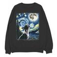 Boston Terrier Dog Art Van Gogh Starry Night Boston Terrier Women Crewneck Sweatshirt, novelty gifts, funny gifts