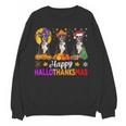 Boston Terrier Dog Halloween Christmas Hallothanksmas Men Women Kids Women Crewneck Sweatshirt, novelty gifts, funny gifts