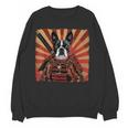 Boston Terrier Dog Japanese Art Samurai Ukiyo-e Women Crewneck Sweatshirt, novelty gifts, funny gifts