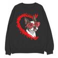 Boston Terrier Dog Mom Dad Valentine’s Day Pet Lover For Men Women Kids Women Crewneck Sweatshirt, novelty gifts, funny gifts