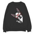 Boston Terrier Dog From Side Boston Bull Women Crewneck Sweatshirt, novelty gifts, funny gifts