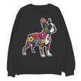 Boston Terrier Floral Vintage Dog Mom Distressed Men Women Kids Women Crewneck Sweatshirt, novelty gifts, funny gifts