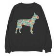 Boston Terrier Flower Silhouette Floral Dog Men Women Girls Kids Women Crewneck Sweatshirt, novelty gifts, funny gifts