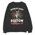Boston Terrier Groovy World's Best Boston Mom Women Crewneck Sweatshirt, novelty gifts, funny gifts