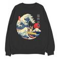 Boston Terrier Japanese Kanagawa Wave Surf Loyal Dog Men Women Kids Women Crewneck Sweatshirt, novelty gifts, funny gifts