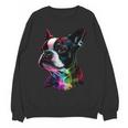 Boston Terrier Lovers Colorful Pop Art Boston Terrier Women Crewneck Sweatshirt, novelty gifts, funny gifts