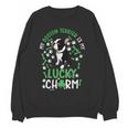 My Boston Terrier Is My Lucky Charm Paw Dog St Patrick's Day Women Crewneck Sweatshirt, novelty gifts, funny gifts