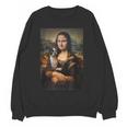 Boston Terrier Mona Lisa Painting Art Dog Mom Dad For Men Women Kids Women Crewneck Sweatshirt, novelty gifts, funny gifts