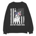 Boston Terrier Papa Cool Dog Lover USA American Flag Men Women Women Crewneck Sweatshirt, novelty gifts, funny gifts