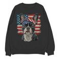 Boston Terrier Patriotic 4th Of July USA American Flag Women Crewneck Sweatshirt, novelty gifts, funny gifts