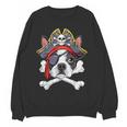 Boston Terrier Pirate T Shirt Jolly Roger Crossbones Skull Women Crewneck Sweatshirt, novelty gifts, funny gifts