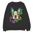 Boston Terrier In Red Day Of The Dead Sugar Skull Dog Women Crewneck Sweatshirt, novelty gifts, funny gifts