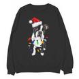 Boston Terrier Santa Christmas Lights Xmas Dog Lover Men Women Kids Women Crewneck Sweatshirt, novelty gifts, funny gifts
