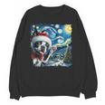Boston Terrier Santa Starry Night Van Gogh Christmas Dog Men Women Kids Women Crewneck Sweatshirt, novelty gifts, funny gifts