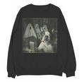 Boston Terrier Selfie With Ghosts Halloween Dog Lover Women Crewneck Sweatshirt, novelty gifts, funny gifts