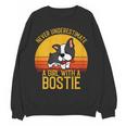 Boston Terrier Never Underestimate a Girl With a Bostie Women Crewneck Sweatshirt, novelty gifts, funny gifts