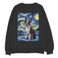 Boston Terrier Van Gogh Starry Night Women Crewneck Sweatshirt, novelty gifts, funny gifts