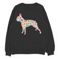 Boston Terrier Watercolor Flowers Women Crewneck Sweatshirt, novelty gifts, funny gifts