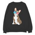 Brindle Boston Terrier Dog Patriotic Shirt USA Flag Women Crewneck Sweatshirt, novelty gifts, funny gifts