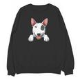 Bull Terrier Pocket Bull Terrier Peeking Out Pocket Women Crewneck Sweatshirt, novelty gifts, funny gifts