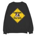 Caution Sign Boston Terrier Dog Bostie Puppy Women Crewneck Sweatshirt, novelty gifts, funny gifts