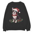 Cute Boston Terrier Dog Christmas Merry X-Mas Graphic Women Crewneck Sweatshirt, novelty gifts, funny gifts
