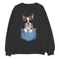 Cute Pocket Boston Terrier Lover Dog Mom Women Crewneck Sweatshirt, novelty gifts, funny gifts