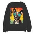Dog Boston Terrier Hawaiian Women Crewneck Sweatshirt, novelty gifts, funny gifts